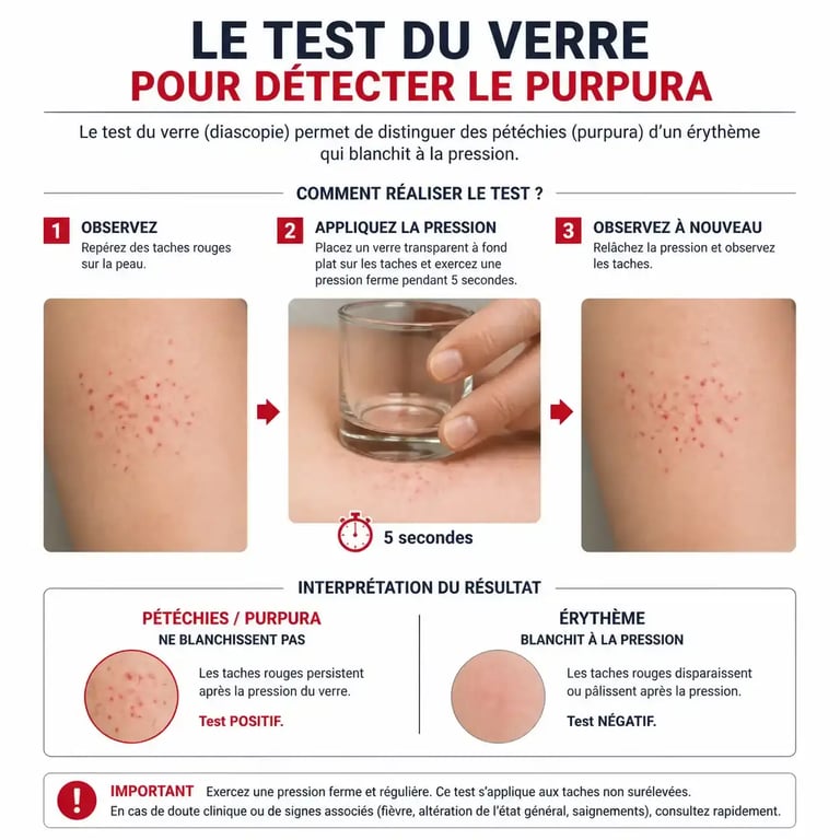 Test du verre pour détecter le purpura en cas de méningite bactérienne