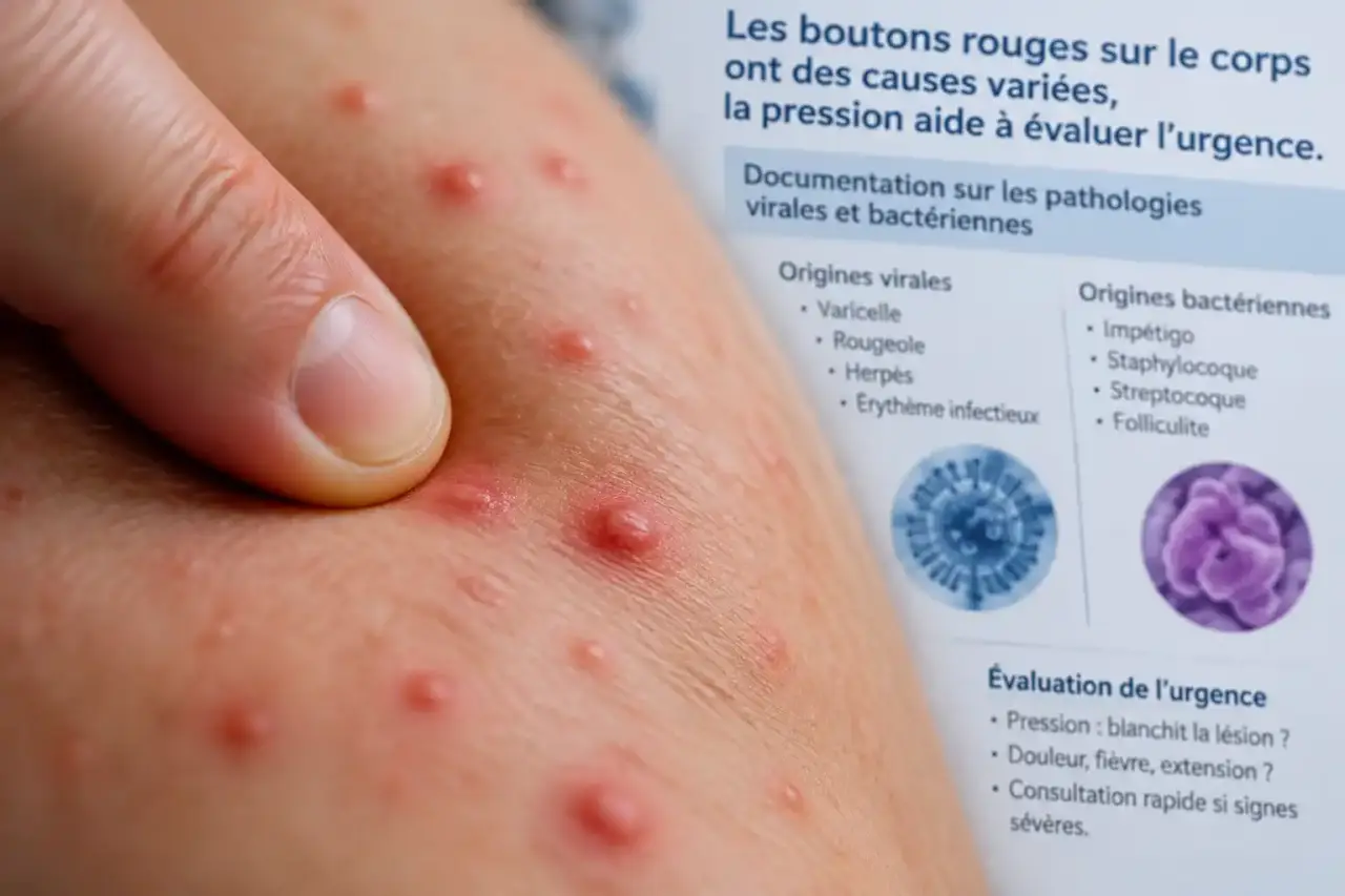 Les boutons rouges sur le corps ont des causes variées, la pression aide à évaluer l’urgence