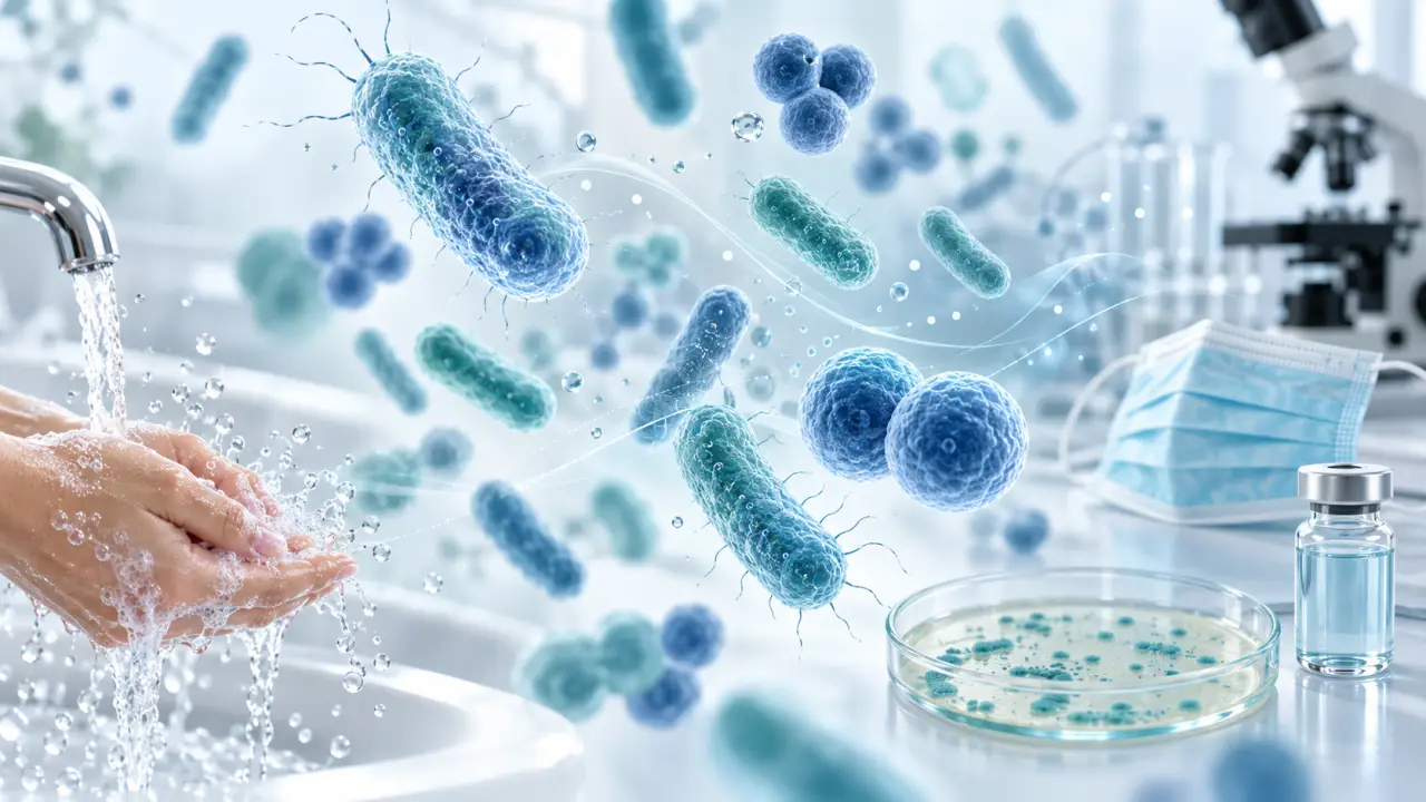 Représentation abstraite et épurée de bactéries en laboratoire