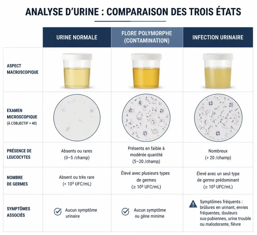 Comparatif des résultats d'ECBU : flore polymorphe vs infection urinaire