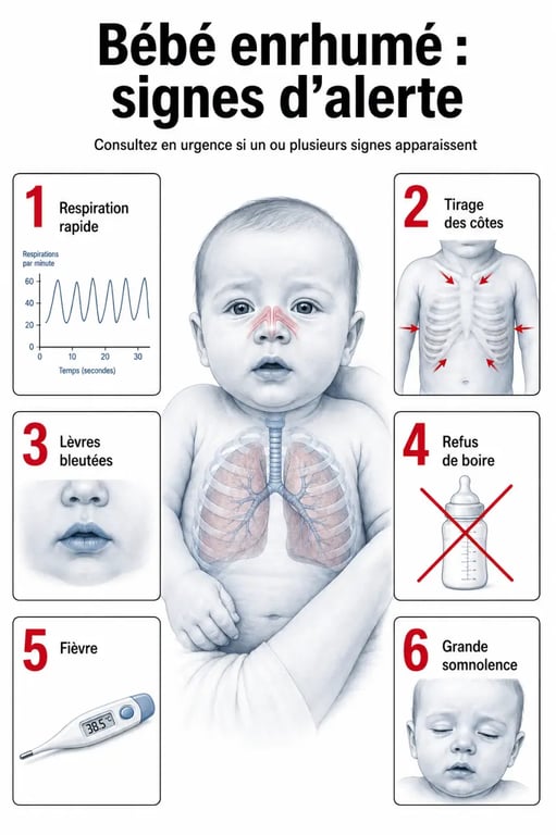 Bébé enrhumé : signes d’alerte et moment de consulter