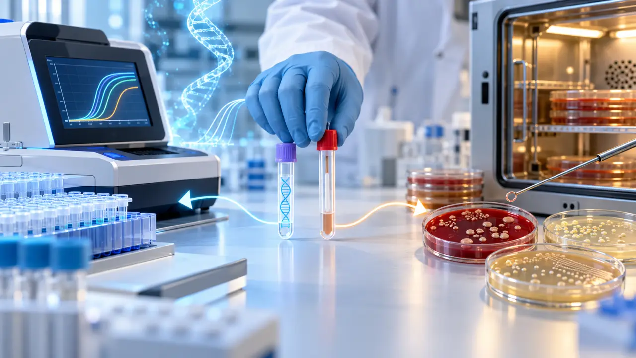 Représentation abstraite d'une analyse microbiologique en laboratoire
