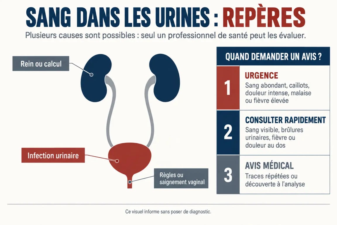 Traces de sang dans les urines femme : causes possibles et situations nécessitant une consultation