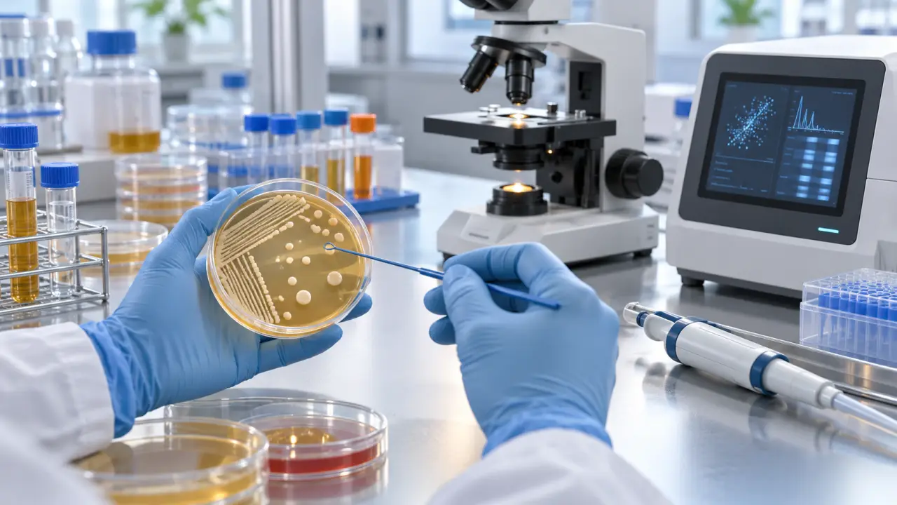 Représentation abstraite d'une structure bactérienne en laboratoire