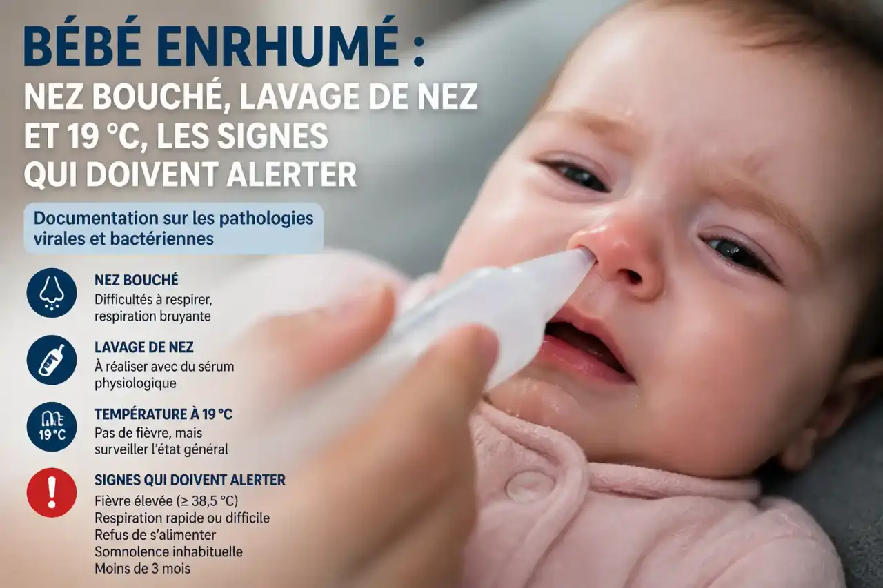 Bébé enrhumé : nez bouché, lavage de nez et 19 °C, les signes qui doivent alerter