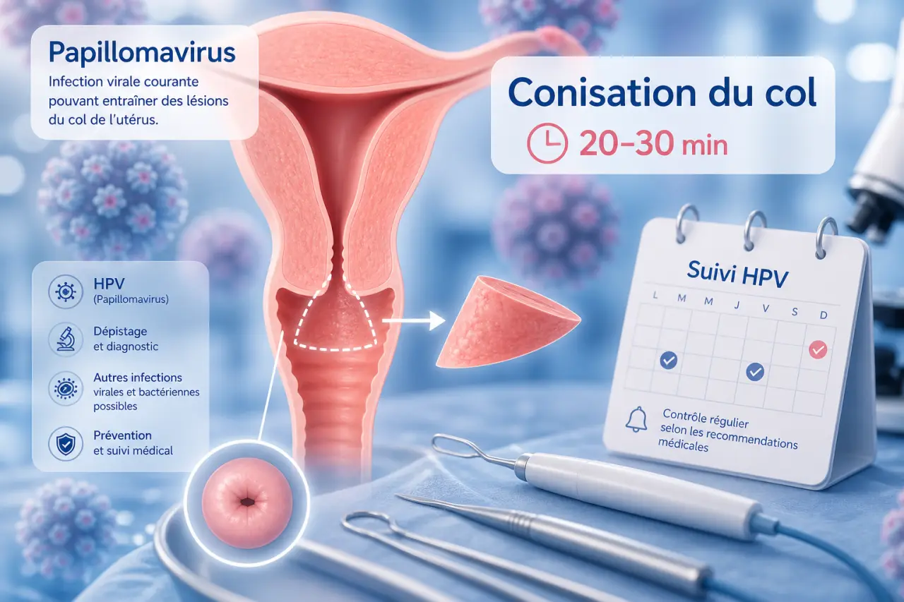 Papillomavirus et opération du col : la conisation en 20 à 30 minutes, avec suivi HPV