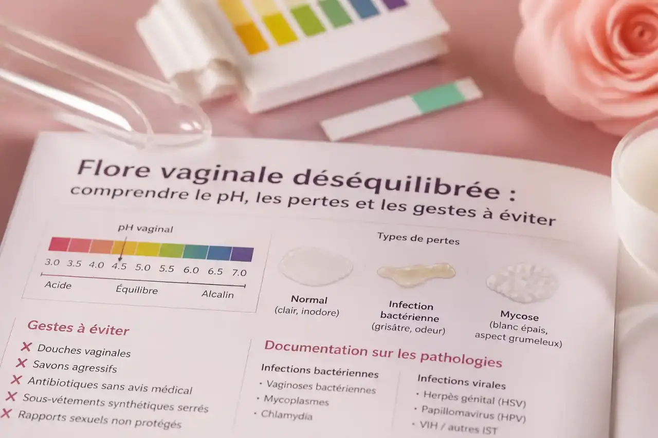 Flore vaginale déséquilibrée : comprendre le pH, les pertes et les gestes à éviter